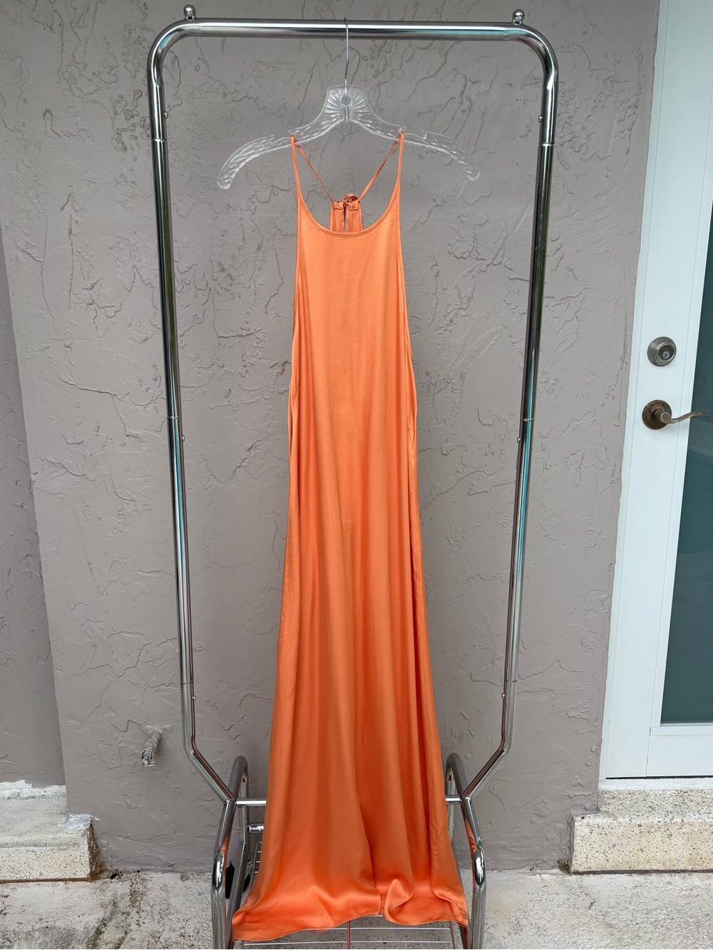 ZARA Silk Halter Orange Maxi Dress